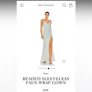 Mac Duggal Beaded Sleeveless Faux Wrap Gown